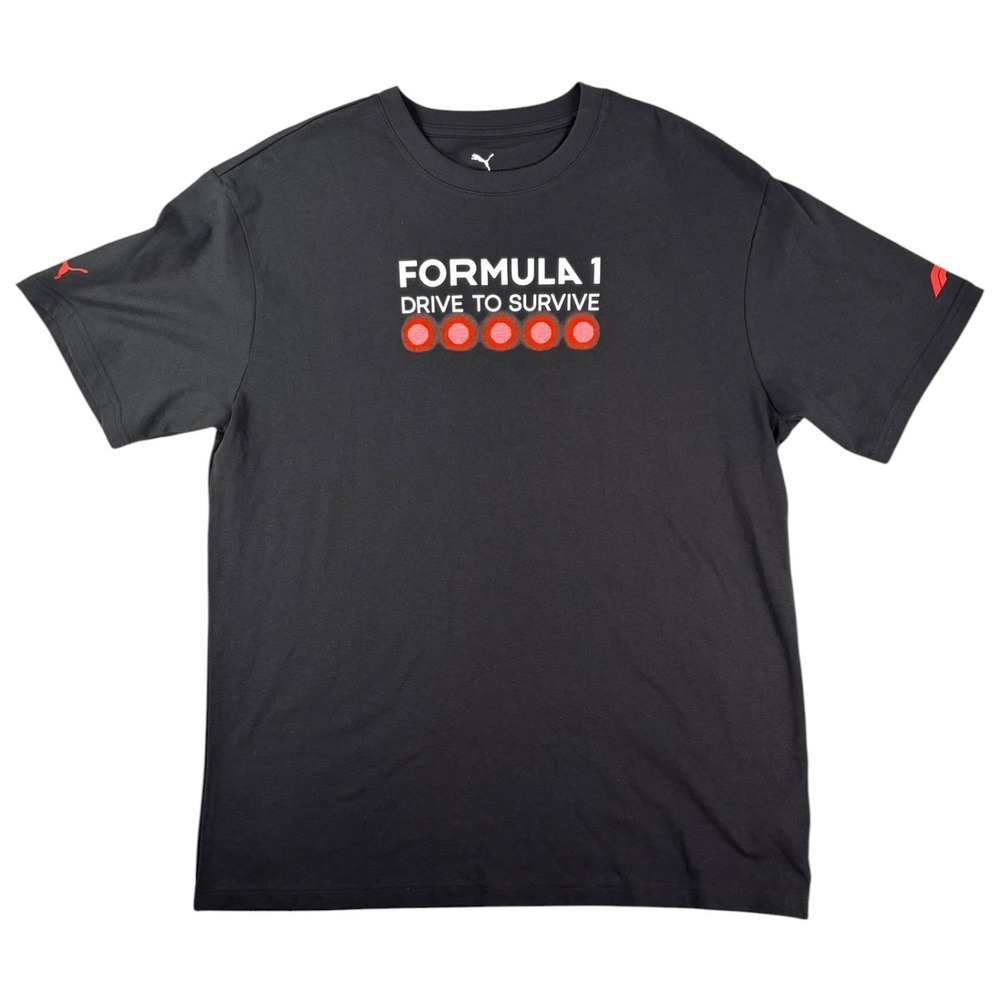 Puma Tee Shirt Mens Medium Black Formula 1 Drive To Survive Race Graphic Relaxed